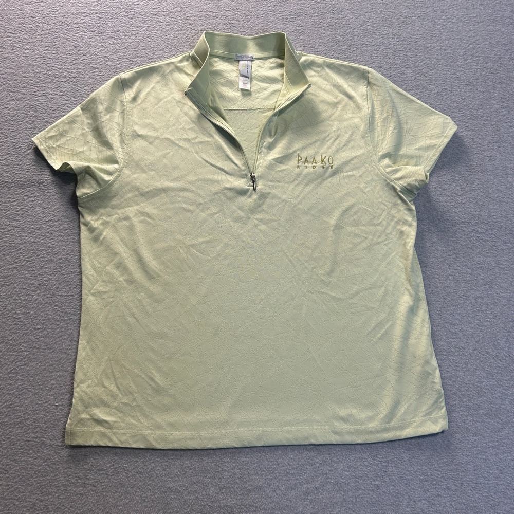 Page & Tuttle Cool Swing Golf Polo Shirt Womens 1/4 Zip Sage Green Performance